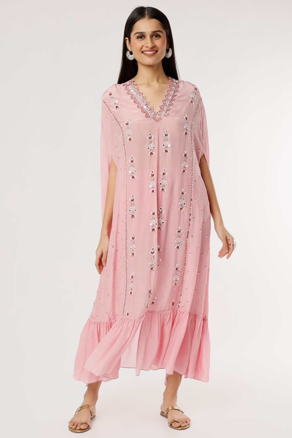 Mauve Crepe Embroidered Kurta Set POOR082242_12