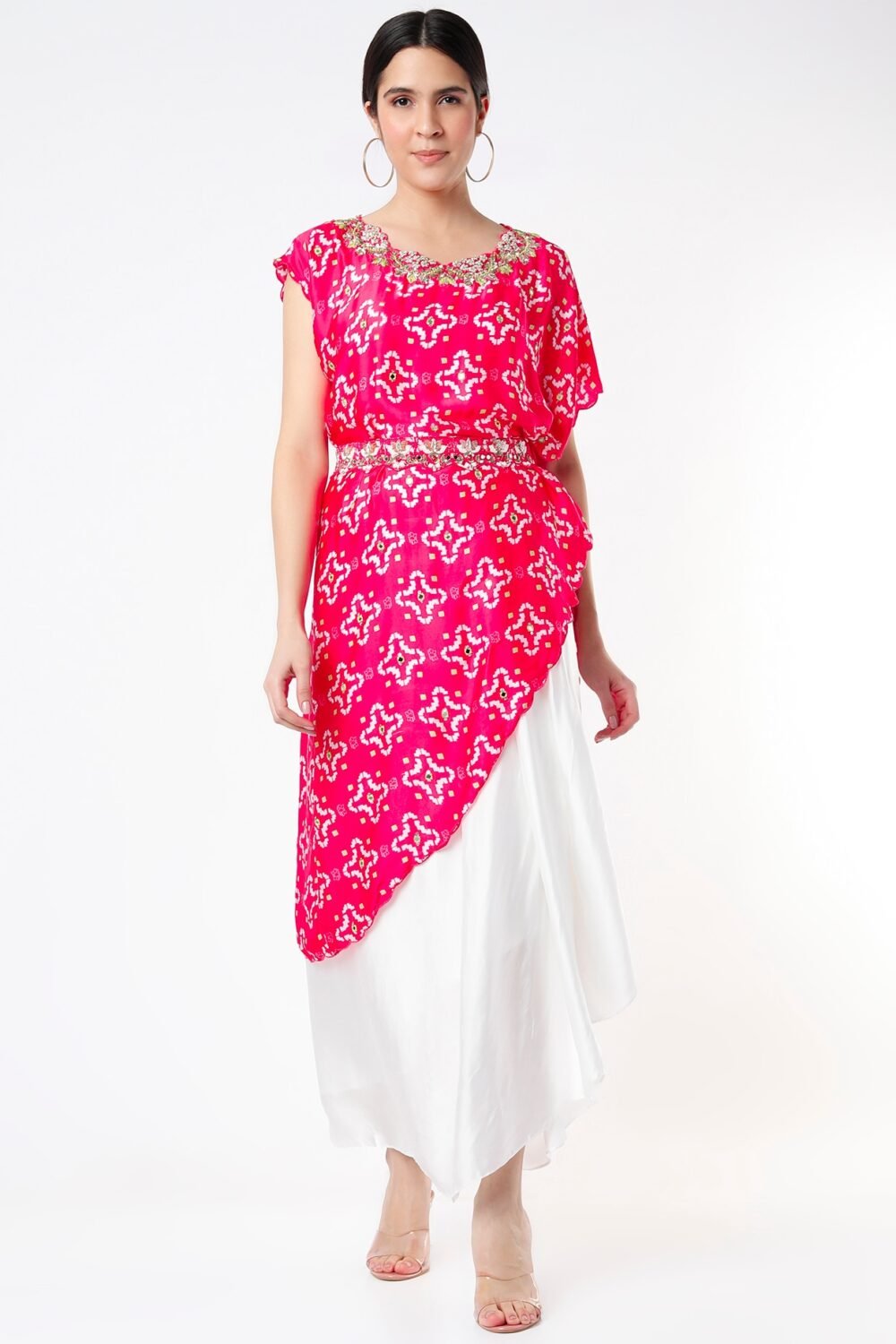 Pink Printed Cape SetPOOR012243_1