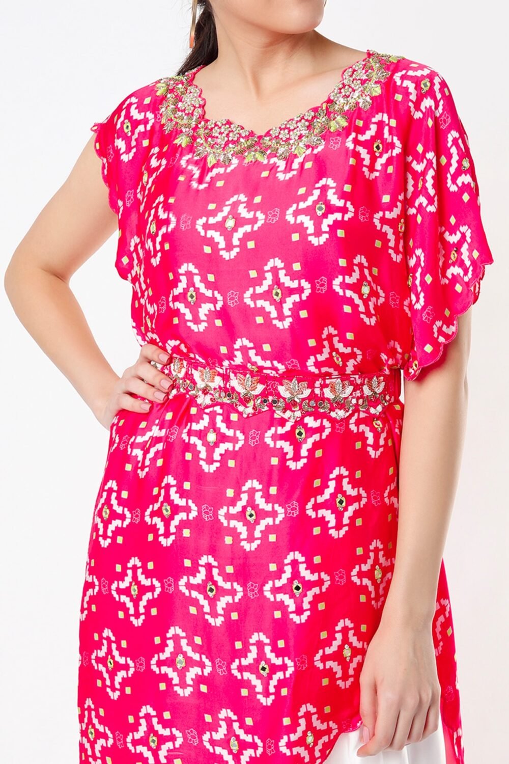 Pink Printed Cape SetPOOR012243_3