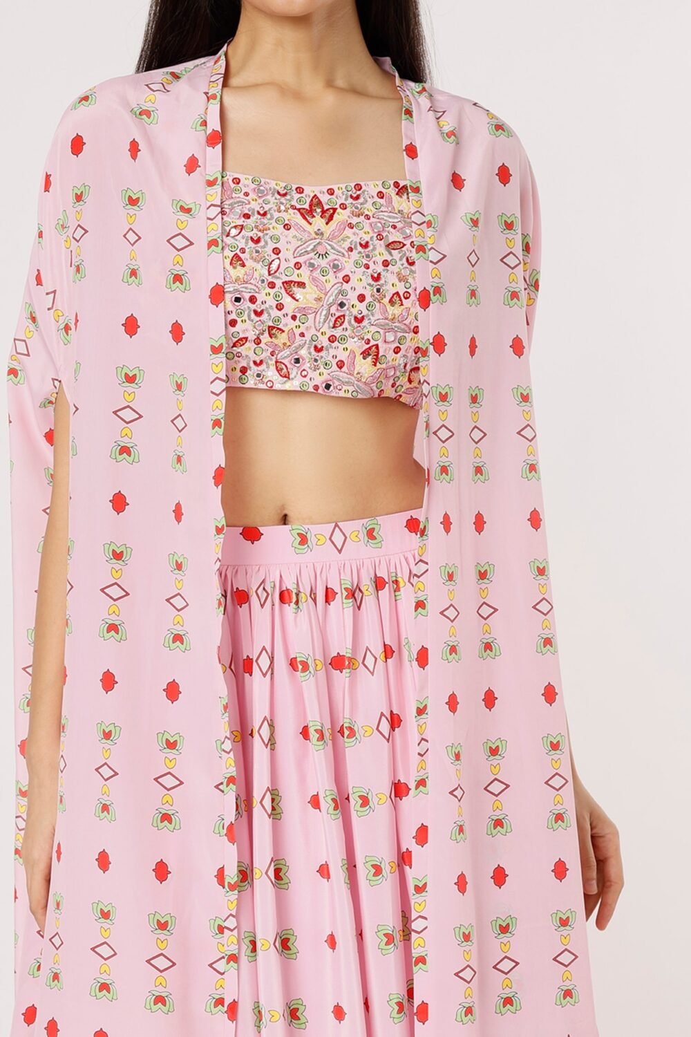 Pink Printed Jacket Lehenga POOR072205_5