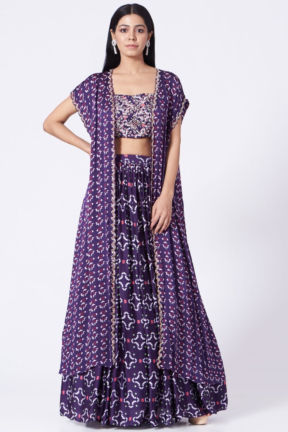 Purple Printed Lehenga Set POOR092121_12