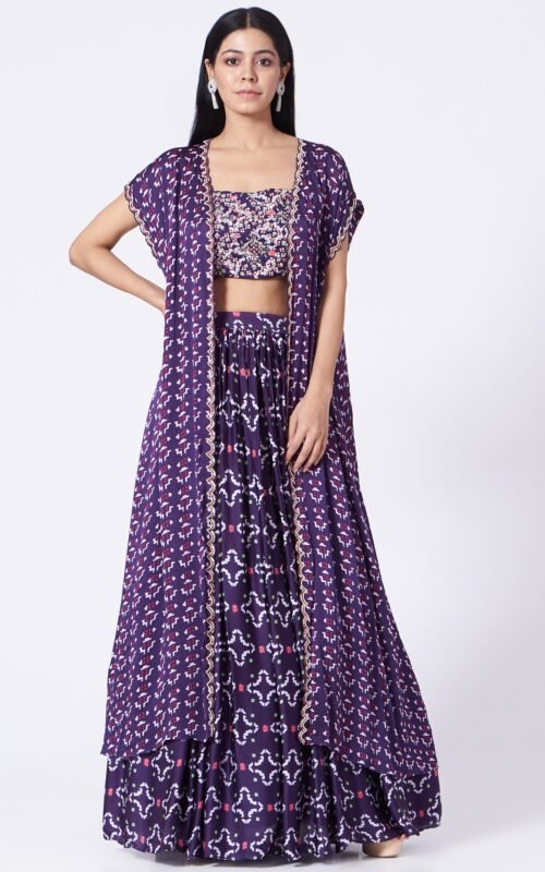 Purple Printed Lehenga Set POOR092121_12