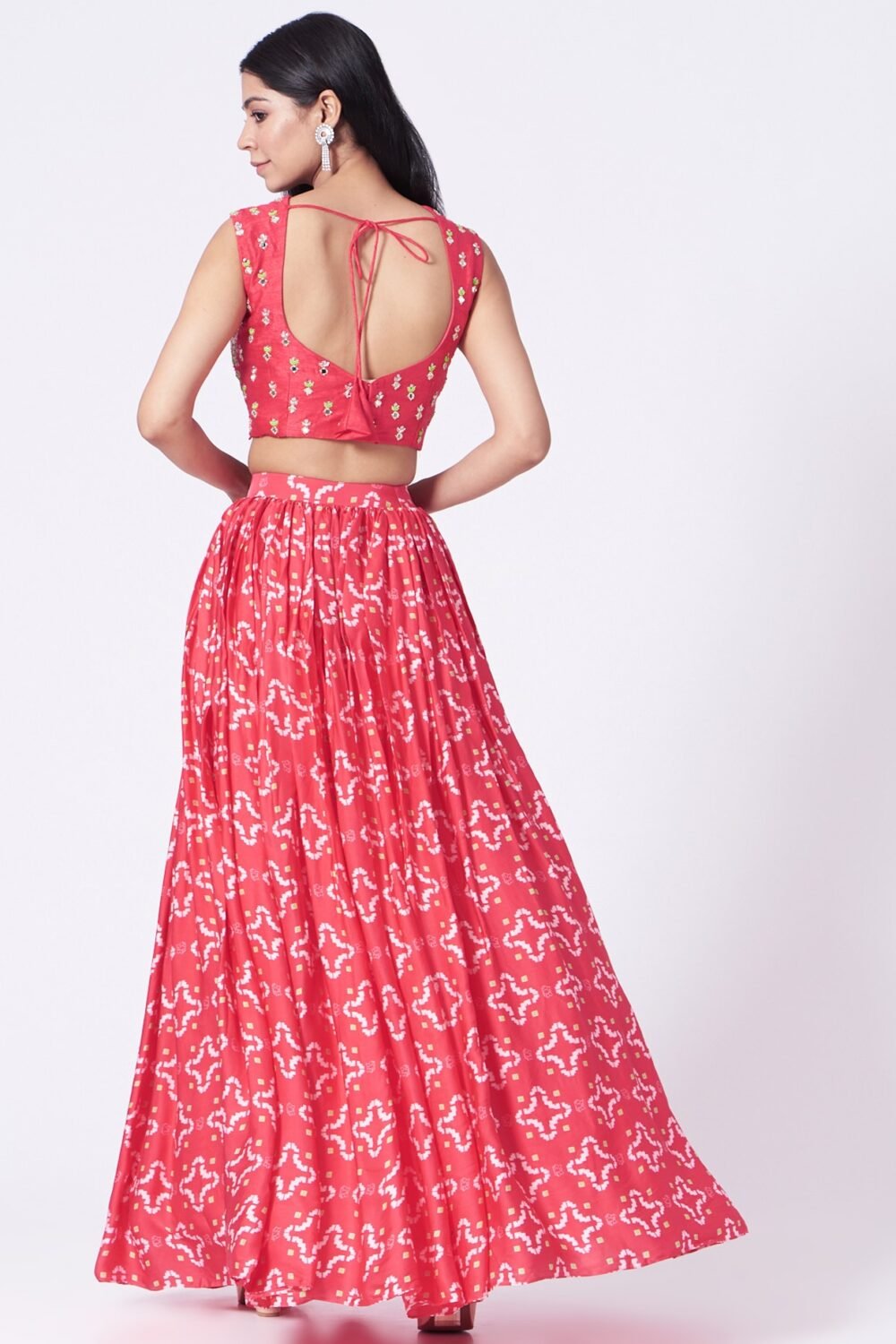 Reddish Pink Printed Lehenga Set POOR092105_2