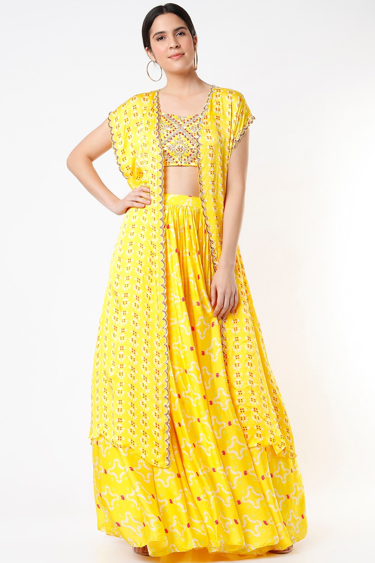 Yellow Printed Lehenga SetPOOR012238_12